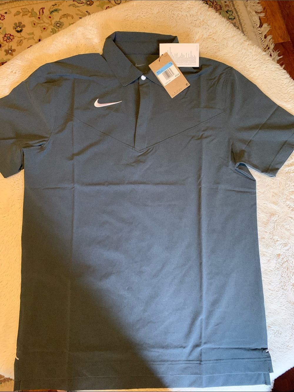Nike Men’s Dark Gray Polo w/ White Embroidered Swoosh Coaches Move To Zero NWT